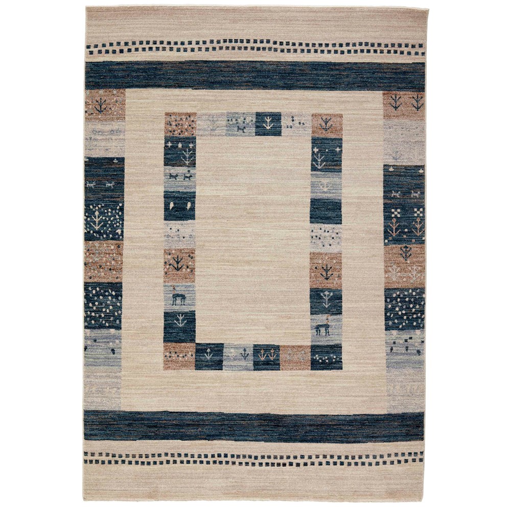 Gabbeh Persian Geometric 8450A NMJ47 Rug in Beige Blue